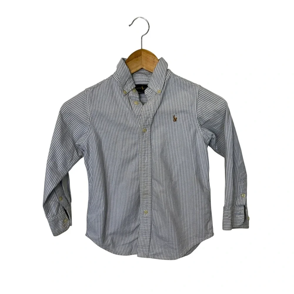 Ralph Lauren Blue Striped Button Down Shirt, 5